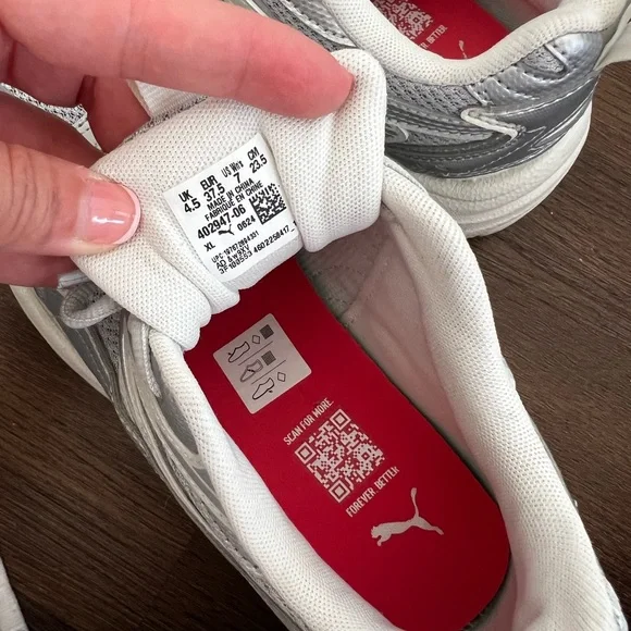Puma Women's Silver and White Athletic Shoes - Picture 3 of 4